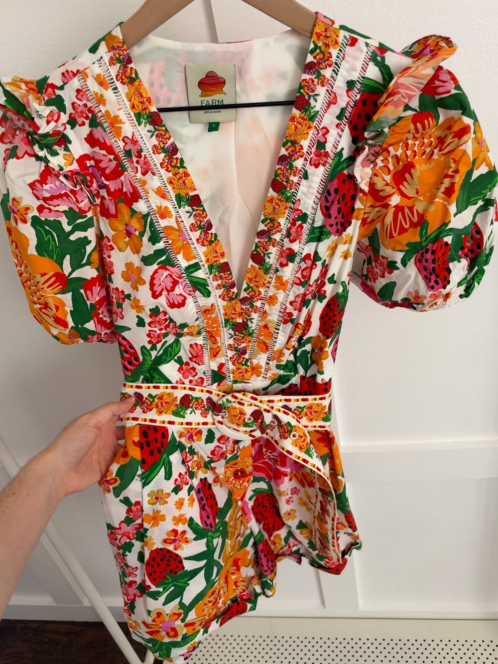 Farm Rio Flowerful Puff Sleeve Romper